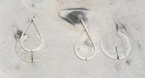 Judy Larson's Disc Cutter Earrings Remodel - , Metalwork, Cutting, Cutting Tool, Cutters, Filing, Finishing, Butane Torch, Soldering, Solder, Use an ultra-fine point retractable Sharpie